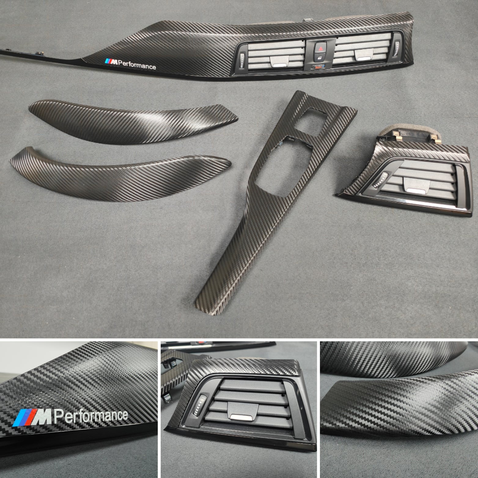 BMW F33 F83 4-SERIES CONVERTIBLE INTERIOR TRIM SET - DEEP TEXTURED GLOSSY CARBON / GLOSS BLACK ACCENT (MTD-TEX)